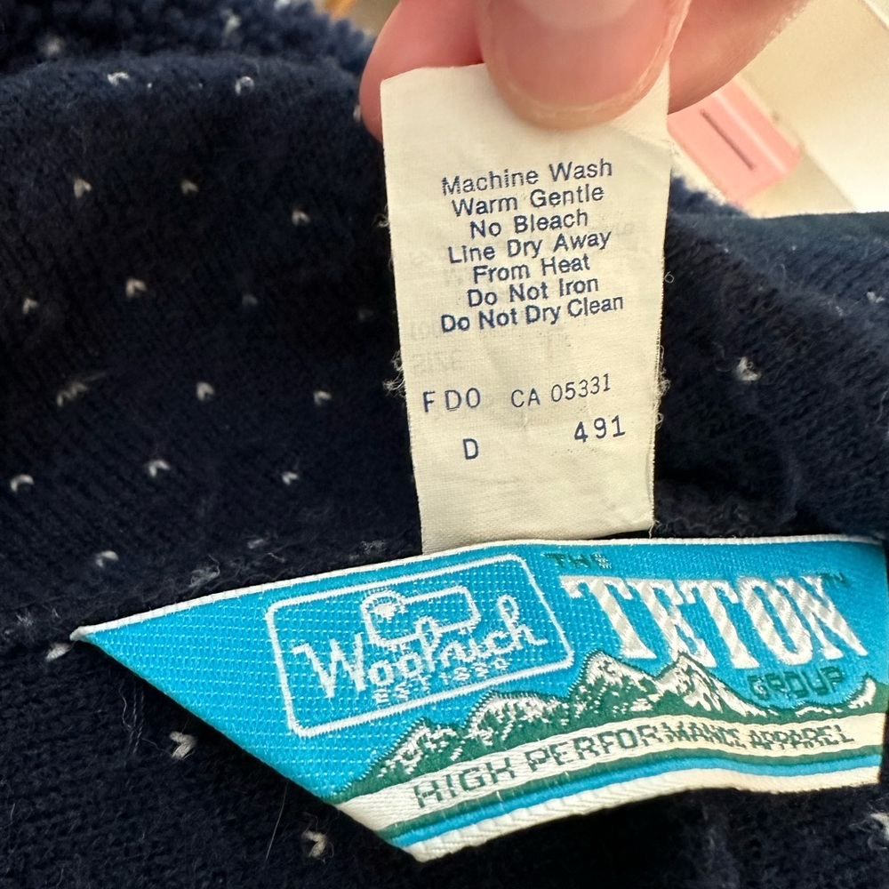 Vintage 60s/70s Woolrich Fleece Button Up Jacket Navy and White - Picture 8 of 8
